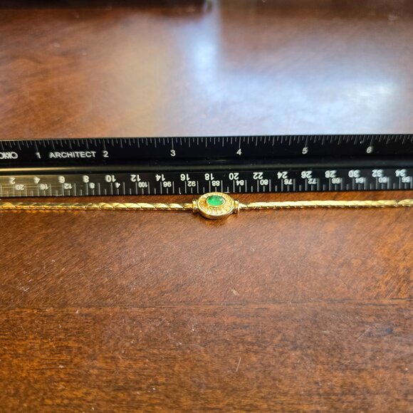 Christian Dior Bracelet Green Cabochon Crystal Gold Plated SIGNED VINTAGE Pretty - Picture 5 of 16